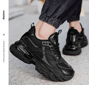 Tênis casuais masculinos com design em malha respirável, sola grossa, tênis esportivos masculinos modernos, estilo Dad Shoes com aumento de altura invisível de 6-10cm.