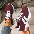 Mulheres tênis retro casual fundo plano dedo do pé redondo sapatos esportivos primavera outono tênis feminino moda designer sapatos femininos