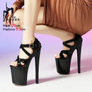 20cm super salto alto boate rainha glitter sapatos de dança cruz oco fivela plataforma verão palco mostrar sandálias lantejoulas feminino