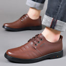 Sapato Masculino de Luxo em Couro Genuíno para Uso Externo, Sapatos Casuais de Couro Oxford com Cadarço, Sapatos Sociais de Grife com Cadarço para Negócios