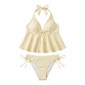 Conjunto de Biquíni Estiloso com Alça Halter em Duas Peças, Decote em V, Ajuste Slim, Moda de Praia Y2K para Mulheres