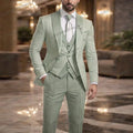 Novo Terno Formal Verde Menta para Homens, Traje de Noivo, Padrinho, Festa de Casamento, Prom, Tuxedos Masculinos, Conjunto de 3 Peças: Jaqueta, Colete e Calças