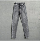 Coreano novo 2026 primavera outono perfuração quente jeans elásticos feminino solto de cintura alta haren denim calças femininas casuais jeans selvagens