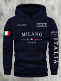 Moletom Unissex ITALIA MILANO para Atividades ao Ar Livre, Casual, Esportivo, Férias, Tendência Primavera, Outono, Inverno, Casal
