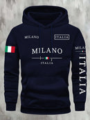 Moletom Unissex ITALIA MILANO para Atividades ao Ar Livre, Casual, Esportivo, Férias, Tendência Primavera, Outono, Inverno, Casal
