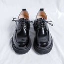 Sapatos de couro casual masculino, alta sola, plataforma, japonês, harajuku, streetwear coreano, lustroso, negócios, casamento, moda