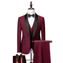 Conjunto de Terno Masculino 3 Peças com Lapela Preta Tamanho EUA: Casaco, Colete e Calças / Traje Formal para Noivo, Casamento e Negócios
