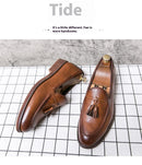 Sapato de couro casual masculino, sapato de casamento com franja de boi, sola de boi, moda estilista, alta qualidade, novo