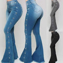Roupas femininas novos jeans europeu americano 2026 novo popular cintura alta elástica chão alto-falante jeans feminino calças compridas jeans