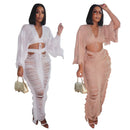 Swimwear Saia Cover-up 2 Piece Set Mulheres Tops de Colheita E Saia Longa Maiô Moda Sólida Oco Sexy Beach Cover Up Outfits