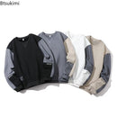 2026 Men's Casual Sweatshirts Fashion Harajuku Streetwear Long Sleeve Patchwork Loose O-Neck Pullover Tops Hip Hop Hoodies Male