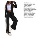 2 pçs conjunto feminino formal casaco calças conjunto outono inverno mangas compridas jaqueta solta listrado perna larga casual terno outfit