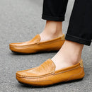 Sapatos Casuais Masculinos de Verão 2026, Marca de Luxo, Couro Genuíno, Mocassins Masculinos Vazados Respiráveis, Sapatos de Dirigir Slip-on