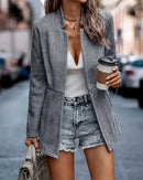 Blazer Feminino de Manga Longa, Cardigã Casual Chic Francês, Casaco Feminino, Vestuário Feminino