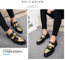 Moda dourada masculina casual deslizamento-on borla patente mocassins fundo grosso elevador sapatos masculinos sapatos de festa sapatos de negócios brogue