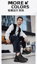 Tênis casuais masculinos com design em malha respirável, sola grossa, tênis esportivos masculinos modernos, estilo Dad Shoes com aumento de altura invisível de 6-10cm.
