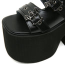 Gdgydh-sandálias plataforma com fivela para as mulheres, sapatos abertos, estilo cunha, moda, para o verão