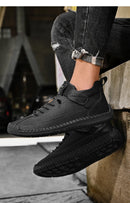 Sapatos masculinos de couro feitos à mão, mocassins casuais de couro respirável, sapatos baixos da moda, sapatos com ferramentas, plus size