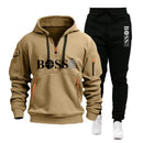 Conjunto Masculino de Moletom e Calça 2 Peças Primavera/Outono 2026, Novo, para Corrida ao Ar Livre, Corta-Vento, com Zíper, Quente, Roupa Esportiva Masculina