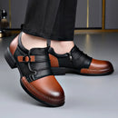 Botas Retro de Cano Baixo para Homens, com Zíper, em Couro Genuíno, Moda Masculina, Sapatos de Plataforma de Alta Qualidade