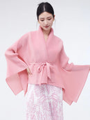 Mulheres primavera outerwear cardigan xale 2026 novo solto queimado lapela tie-up estilo assimétrico feminino outerwear topo