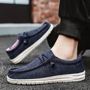Marca masculina sapatos casuais moda denim sapatos de lona respirável andando sapatos planos ao ar livre tamanho grande luz sapatos masculinos mocassins