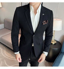 (Jaqueta + calças) marca de alta qualidade boutique cor sólida masculino casual negócios escritório terno noivo vestido casamento festa blazer calças