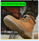 Sapatos de trabalho com botão rotativo para homens, botas protetoras anti-punctura, tênis à prova d'água, sapatos de segurança de trabalho, antiderrapantes, com biqueira de aço