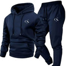 Conjunto Masculino de Moletom e Calça 2026 - Loungewear Casual Cinza com Bolsos, Capuz com Cordão e Cós Canelado - Conforto para Todas as Estações