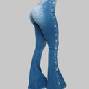 Roupas femininas novos jeans europeu americano 2026 novo popular cintura alta elástica chão alto-falante jeans feminino calças compridas jeans
