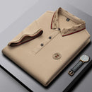 Camisa Polo Masculina Premium com Detalhes Listrados, Emblema Bordado, Tecido Respirável, Versátil para Trabalho e Ocasiões Casuais