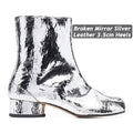 Botas Femininas de Couro Genuíno com Salto Baixo e Bico Dividido, Design de Luxo e Moda, Novidade Outono Inverno 2026