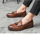 Sapato de couro casual masculino, sapato de casamento com franja de boi, sola de boi, moda estilista, alta qualidade, novo