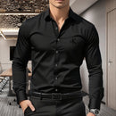 Camisa Casual Premium Masculina, Estampa Word GK, Slim Fit, Manga Longa, Resistente a Rugas, 5 Cores Disponíveis, S-XXL