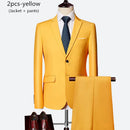 Luxo 3 peças terno de casamento masculino moda magro cor sólida negócios escritório terno define tamanho grande masculino blazer + calças + colete
