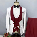 Personalizado novo branco e verde formal negócios terno masculino noivo padrinho festa de casamento baile masculino smoking 3 peça conjunto blazer colete p