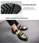 Moda dourada masculina casual deslizamento-on borla patente mocassins fundo grosso elevador sapatos masculinos sapatos de festa sapatos de negócios brogue