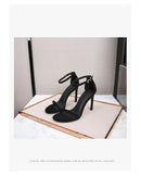 Moda tornozelo cinta ao ar livre sandálias para mulher 6cm 8cm 10cm verão salto alto preto banda estreita stiletto elegante senhoras sapatos