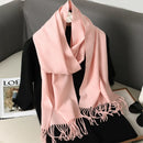62 cores sólidas mulheres cachecol de inverno quente engrossar xale de caxemira moda ao ar livre luxo borlas pashmina senhora envoltório cachecóis à prova de vento