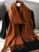 62 cores sólidas mulheres cachecol de inverno quente engrossar xale de caxemira moda ao ar livre luxo borlas pashmina senhora envoltório cachecóis à prova de vento