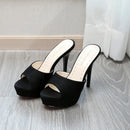 Sandálias de plataforma antiderrapante para mulheres, chinelos femininos, saltos finos, saltos super altos, sapatos de festa, verão, novo, 12cm, tamanho 34-39, 2022