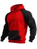 Novo outono ainter esportes ao ar livre estilo raglan contraste cor moletom com capuz moda versátil topos masculinos