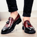 2026 Novo Sapato Masculino Slip-On Casual de Couro com Estampa de Crocodilo e Franjas Tamanho Grande 46