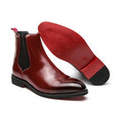 Chelsea botas para homens sola vermelha pu tornozelo negócios dedo do pé redondo deslizamento-em botas masculinas frete grátis tamanho 38-46 sapatos masculinos
