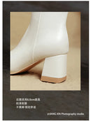 2025 novo outono inverno quente senhora sapatos confortáveis salto grosso apontou toe cor sólida jackboot salto alto feminino joelho-botas altas