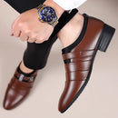 Sapatos de couro clássicos para homens deslizamento no dedo do pé apontado oxfords formal festa de casamento escritório negócios sapatos casuais para masculino
