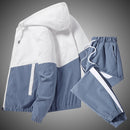 Conjunto de Agasalho Masculino 2026: Jaqueta e Calça Esportiva Casual com Capuz, Estilo Hip Hop, para Corrida - Conjunto de 2 Peças