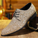 Homens de luxo vestido sapatos ouro prata lantejoulas sapatos de casamento de alta qualidade rendas oxford sapatos designer de moda masculino apartamentos tamanho grande