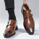 Clássico retro vestido masculino monge sapatos de couro com fivela dedo do pé apontado negócios escritório casamento confortável sapatos oxfords masculinos