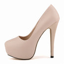 Sapatos Femininos de Salto Alto Sexy com Bico Redondo, Plataforma Casual de 14cm, Sapatos Vermelhos para Festa e Casamento, Tamanho Grande